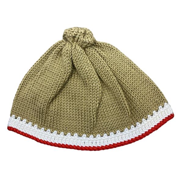 Haiti Baby Hand Knit Baby Hat 100% Pima Cotton Fair Trade SZ 0-12 Months Tan Red - Picture 3 of 5
